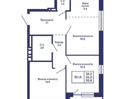 Продается 3-комнатная квартира ЖК Сподвижники, дом 3, 55.8  м&sup2;, 7000000 рублей