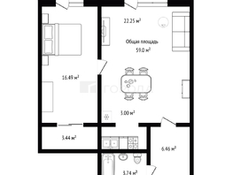 Продается 2-комнатная квартира Виктора Шевелева ул, 59  м&sup2;, 4838000 рублей