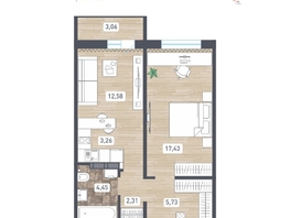 Продается 2-комнатная квартира ЖК Радуга Сибири, дом 14, 47.29  м&sup2;, 5438350 рублей