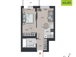 Продается 2-комнатная квартира ЖК ДНК, 40.9  м&sup2;, 5672160 рублей