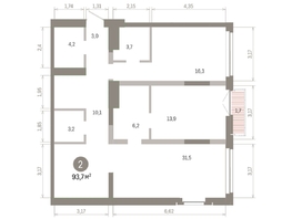 Продается 2-комнатная квартира ЖК Европейский берег, дом 45, 93.73  м&sup2;, 14010000 рублей