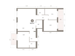 Продается 3-комнатная квартира ЖК Пшеница, дом 5.2, 112.28  м&sup2;, 14380000 рублей