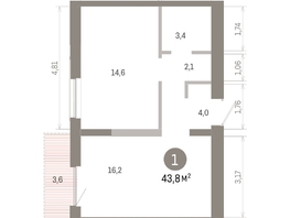 Продается 1-комнатная квартира ЖК Европейский берег, дом 46, 43.83  м&sup2;, 8220000 рублей