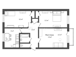 Продается 3-комнатная квартира Киевская ул, 57.8  м&sup2;, 4400000 рублей