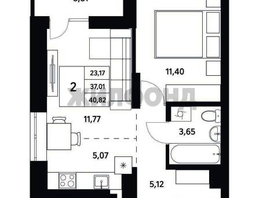 Продается 2-комнатная квартира ЖК Характер, 37  м&sup2;, 4950000 рублей