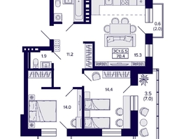 Продается 3-комнатная квартира ЖК Сподвижники, дом 1, 70.4  м&sup2;, 9500000 рублей