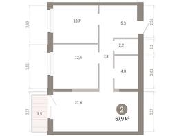 Продается 2-комнатная квартира ЖК Город на озере, 67.94  м&sup2;, 15390000 рублей