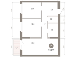 Продается 2-комнатная квартира ЖК Город на озере, 67.94  м&sup2;, 15390000 рублей