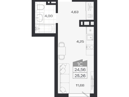 Продается Студия ЖК Ясный берег, дом 33, 25.26  м&sup2;, 4663000 рублей
