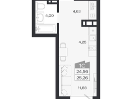 Продается Студия ЖК Ясный берег, дом 33, 25.26  м&sup2;, 4964000 рублей