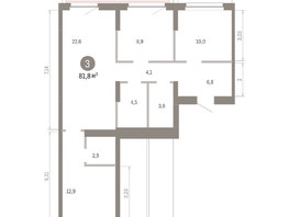 Продается 3-комнатная квартира ЖК Лебедевский квартал, д 1, 81.8  м&sup2;, 10120000 рублей