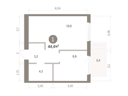 Продается 1-комнатная квартира ЖК Пшеница, дом 5.2, 44.36  м&sup2;, 5880000 рублей