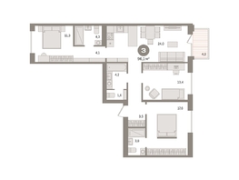 Продается 3-комнатная квартира ЖК Пшеница, дом 2.2, 96.12  м&sup2;, 13840000 рублей