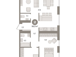 Продается 2-комнатная квартира ЖК Пшеница, дом 2.2, 97.98  м&sup2;, 14030000 рублей