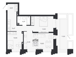 Продается 3-комнатная квартира ЖК Ясный берег, дом 20, 74.23  м&sup2;, 10620000 рублей