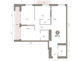 Продается 3-комнатная квартира ЖК Европейский берег, дом 45, 87.49  м&sup2;, 14410000 рублей