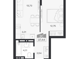 Продается 2-комнатная квартира ЖК Ясный берег, дом 20, 37.44  м&sup2;, 7221000 рублей