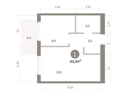 Продается 1-комнатная квартира ЖК Пшеница, дом 5.2, 44.36  м&sup2;, 5940000 рублей