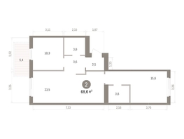 Продается 2-комнатная квартира ЖК Пшеница, дом 5.2, 68.61  м&sup2;, 8610000 рублей