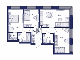 Продается 3-комнатная квартира ЖК Сила леса, корп 1, 79.8  м&sup2;, 12350000 рублей