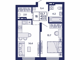 Продается 1-комнатная квартира ЖК Сила леса, корп 1, 40.5  м&sup2;, 7100000 рублей