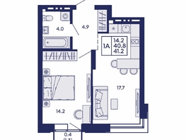 Продается 1-комнатная квартира ЖК Сила леса, корп 1, 41.2  м&sup2;, 6450000 рублей