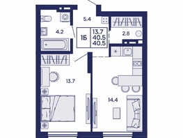 Продается 1-комнатная квартира ЖК Сила леса, корп 1, 40.5  м&sup2;, 6200000 рублей