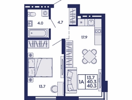 Продается 1-комнатная квартира ЖК Сила леса, корп 1, 40.3  м&sup2;, 6400000 рублей
