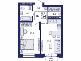 Продается 1-комнатная квартира ЖК Сила леса, корп 1, 40.7  м&sup2;, 6450000 рублей