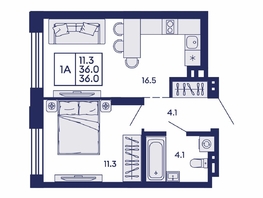 Продается 1-комнатная квартира ЖК Сила леса, корп 2, 36  м&sup2;, 6600000 рублей