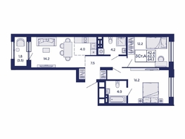Продается 3-комнатная квартира ЖК Сила леса, корп 2, 64.1  м&sup2;, 9500000 рублей
