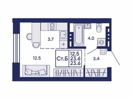 Продается Студия ЖК Сила леса, корп 2, 23.6  м&sup2;, 4700000 рублей