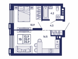 Продается 1-комнатная квартира ЖК Сила леса, корп 2, 35.9  м&sup2;, 5700000 рублей