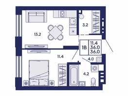 Продается 1-комнатная квартира ЖК Сила леса, корп 2, 36  м&sup2;, 5800000 рублей