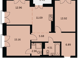 Продается 3-комнатная квартира ЖК Академия, дом 3, 74.4  м&sup2;, 14375000 рублей