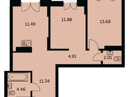 Продается 2-комнатная квартира ЖК Академия, дом 3, 61.1  м&sup2;, 12210000 рублей