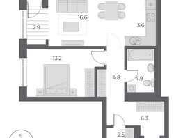 Продается 2-комнатная квартира ЖК ОСКАР, дом 1, 54.7  м&sup2;, 11700000 рублей