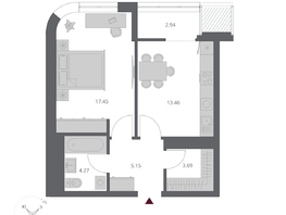 Продается 1-комнатная квартира ЖК Беринг, дом 3, 46.92  м&sup2;, 9500000 рублей