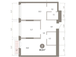 Продается 2-комнатная квартира ЖК Европейский берег, дом 45, 66.87  м&sup2;, 9980000 рублей