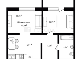 Продается 1-комнатная квартира Уютный мкр-н, 40  м&sup2;, 5350000 рублей