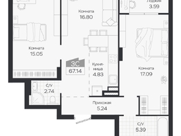 Продается 3-комнатная квартира ЖК Базилик, дом 3, 67.14  м&sup2;, 10604000 рублей