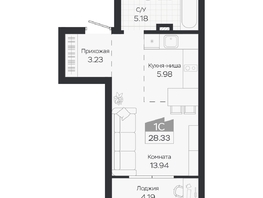 Продается Студия ЖК Базилик, дом 3, 28.33  м&sup2;, 4928000 рублей
