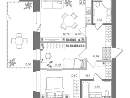 Продается 2-комнатная квартира ЖК Спектр, дом 10, 80.33  м&sup2;, 10890000 рублей