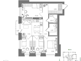 Продается 4-комнатная квартира ЖК Спектр, дом 10, 76.62  м&sup2;, 13814000 рублей