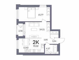 Продается 2-комнатная квартира ЖК Горская Лагуна, 54.7  м&sup2;, 11803000 рублей