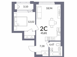 Продается 2-комнатная квартира ЖК Горская Лагуна, 45.9  м&sup2;, 10103000 рублей