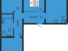 Продается 3-комнатная квартира ЖК Самоцветы, Бирюза дом 3, 78.4  м&sup2;, 7600000 рублей