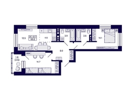 Продается 3-комнатная квартира ЖК Сподвижники, дом 1, 63.2  м&sup2;, 7600000 рублей