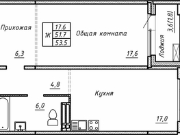 Продается 1-комнатная квартира ЖК Гренландия, Лес дом №5, 53.5  м&sup2;, 6700000 рублей