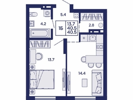 Продается 1-комнатная квартира ЖК Сила леса, корп 1, 40.5  м&sup2;, 6400000 рублей